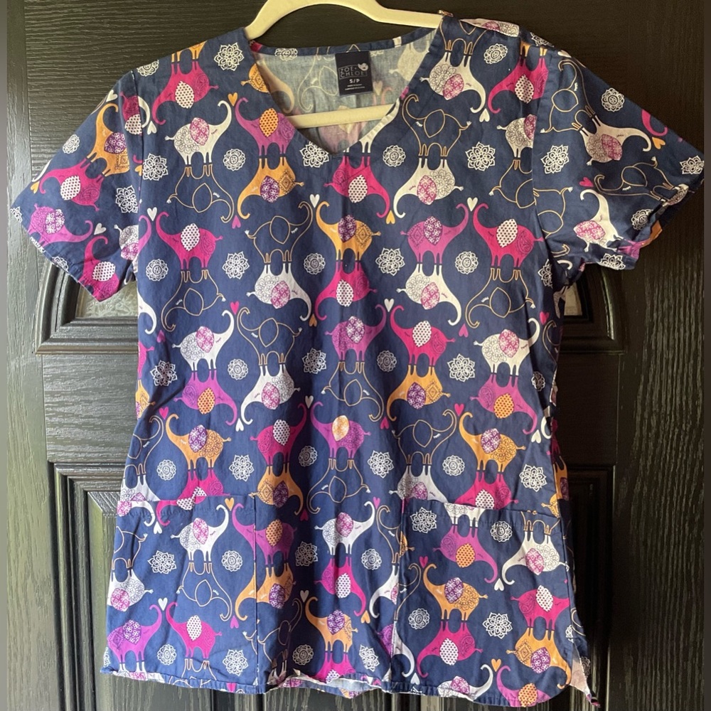 Elephant Scrub Top